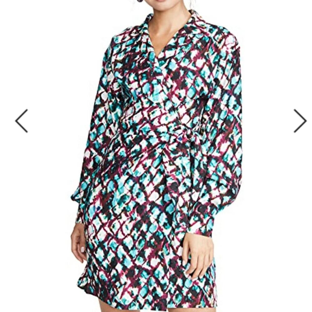 Saloni Printed Silk Wrap Dress (0)